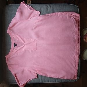 Talbots 100% Linen Coral Natural Fiber Short Sleeve Top Shirt Large